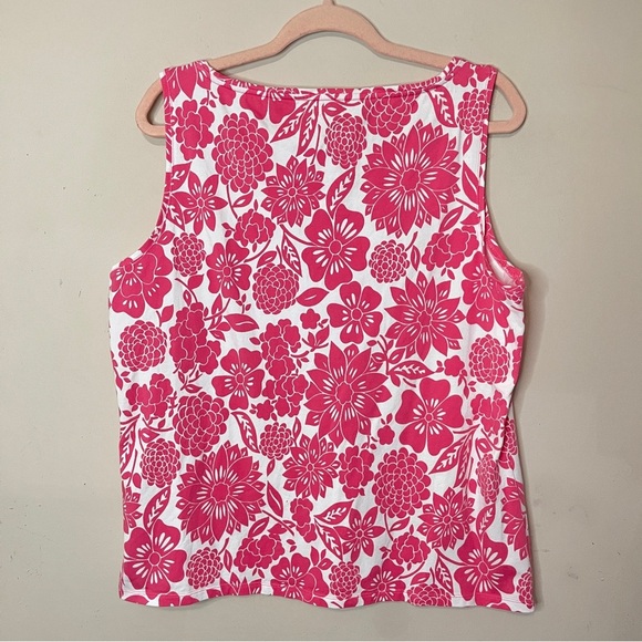 TALBOTS Tee in Pink Floral Print Sleeveless Boatneck, XL - Picture 4 of 8
